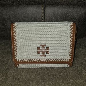 Tory Burch White and Brown Crochet Bag